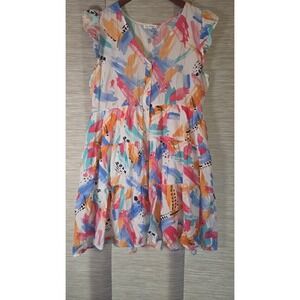 Blue‎ Pepper Abstract 80s Vibe Mini Dress Size Large